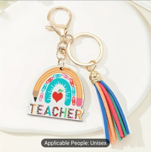 Teacher Appreciation gift christmas holidays BNWT tag Keychain rainbow jewelry - Picture 2 of 4